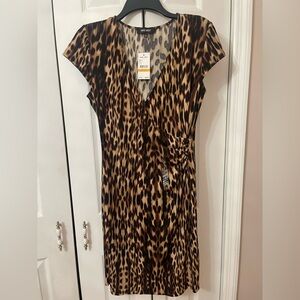 NWT Nine West Leopard Print (Camel, Brown & Black) Size S PTP 19” L 38”